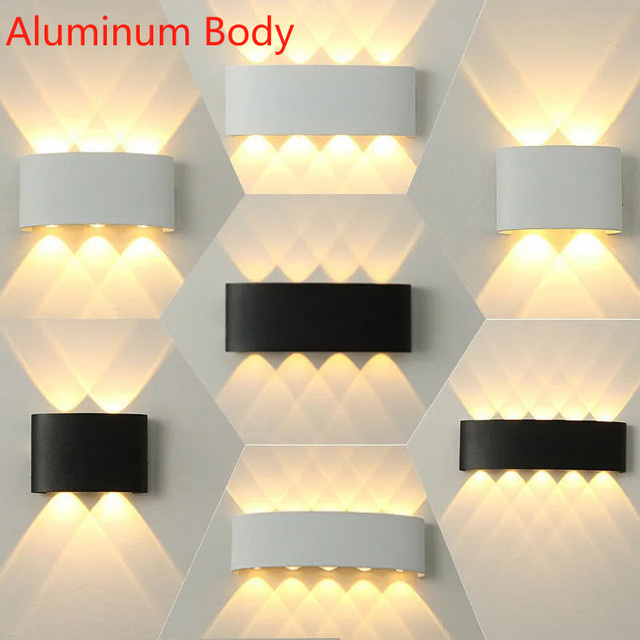 Evelobin LED Wandleuchte Up-Down in Silber aus Aluminium, Wasserdicht IP65, Warmweißes Licht für Innen und Außen - Bild 1