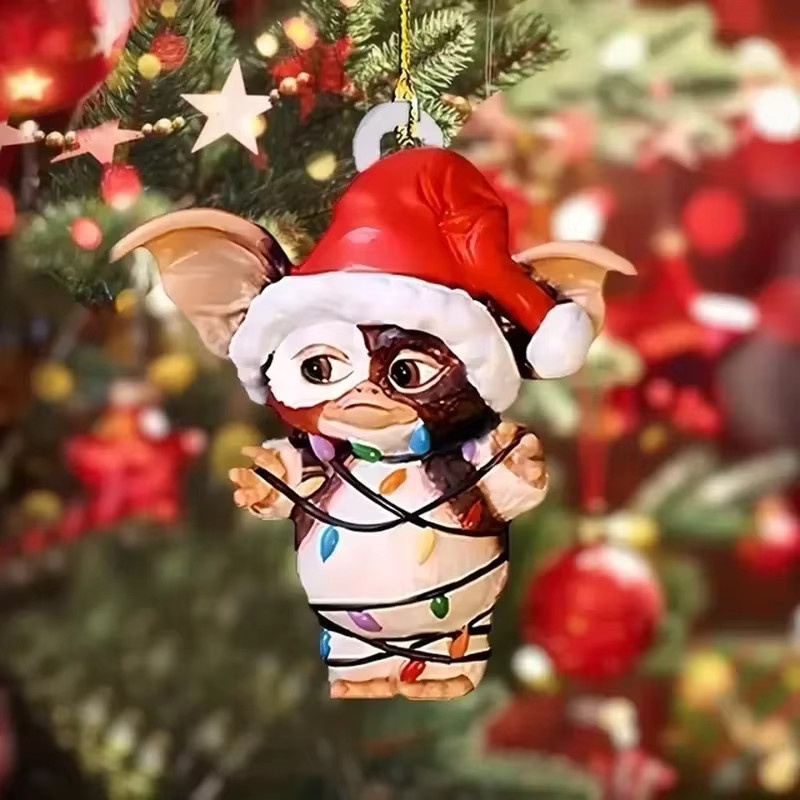 Gremlins Weihnachtsbaum Ornament aus Acryl als dekorativer Anhänger für Rückspiegel, Taschen und Schlüsselanhänger, Mehrfarbig - Bild 2