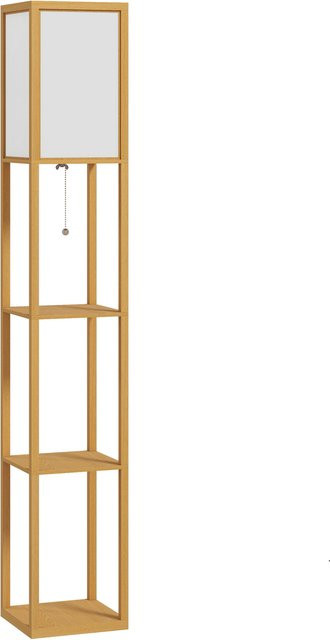 HOMCOM Stehlampe mit Regalen in Rustikalem Eiche, Stehleuchte mit Acryl-Lampenschirm und E27 Fassung für Wohnzimmer, Schlafzimmer oder Büro - Bild 1