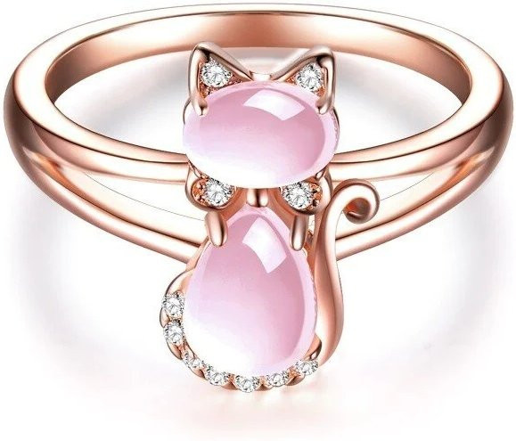 Huitan Rosa Katzenring, Roségold, Zirkonia, Damen - Bild 1