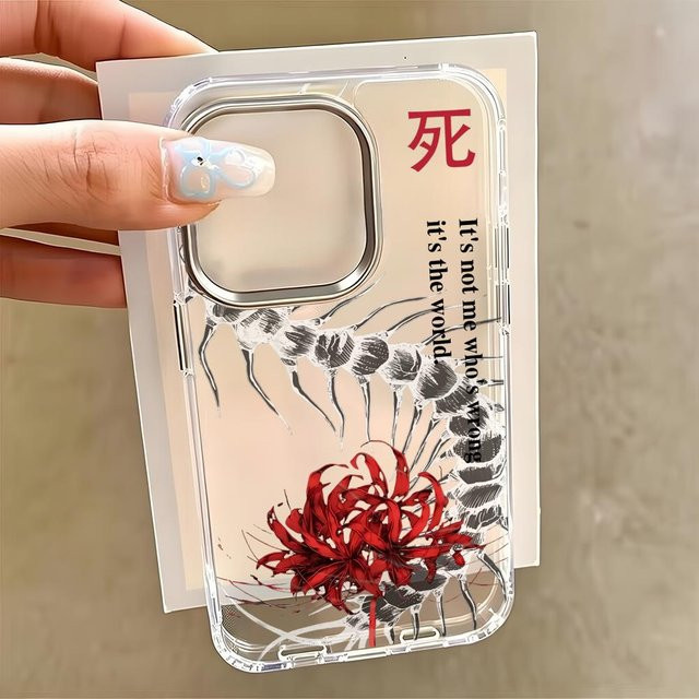 Transparentes Tokyo Ghoul Anime Handycase für iPhone 17 16 15 14 13 12 11 Pro Max Plus mit Chrome Button und Kamera-Ring - Bild 1