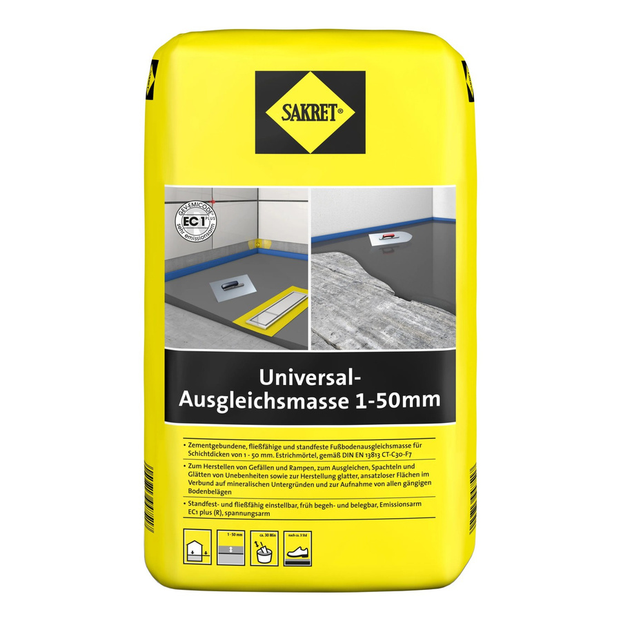 Sakret Universal-Ausgleichsmasse für selbstverlaufenden Estrich, 1-50 mm, 25 kg - Bild 2