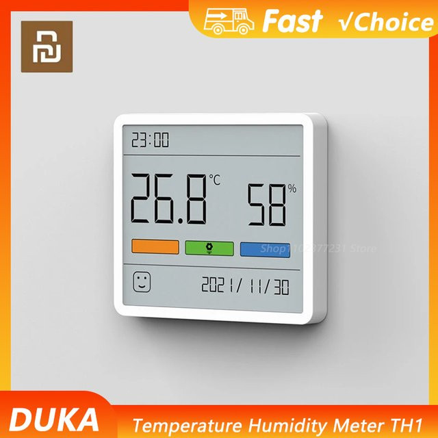Xiaomi DUKA Atuman LCD Digitales Temperatur-Feuchtigkeitsmessgerät mit Uhr und Wettersensor in Weiß - Bild 1