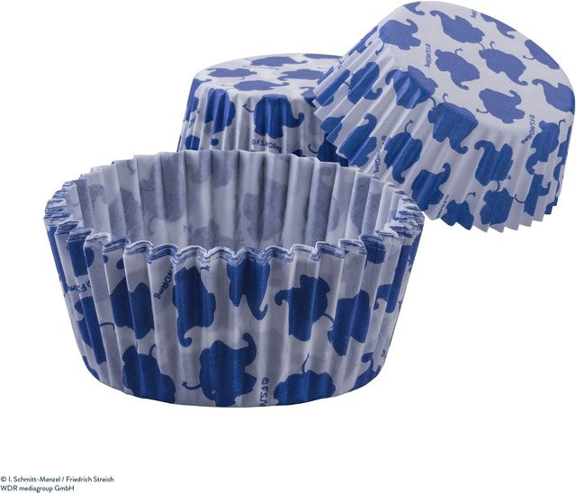 Dr. Oetker Papier-Backförmchen Die Maus und Elefant in Blau und Weiß, Ø 5 cm, 50 Stück - Bild 1