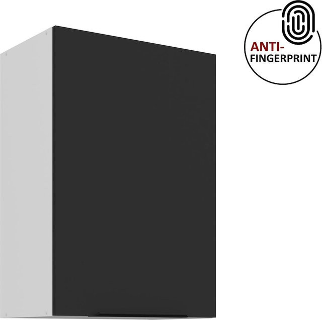 Küchen Hängeschrank ARIA Schwarz matt mit Einlegeböden Breite: 50 cm, Höhe: 72 cm, Tiefe: 30 cm - Bild 1