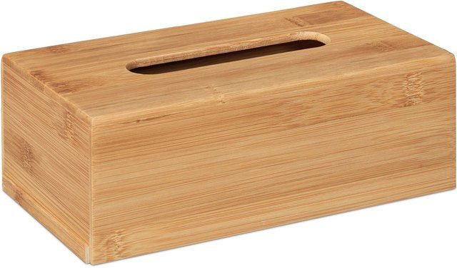 Relaxdays Kosmetiktücherbox aus Bambus in Natur mit entnehmbarem Boden, B/T/H: 24,5 x 8,5 x 13,5 cm - Bild 1