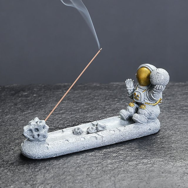 MINIDEAL Astronaut Weihrauchbrenner aus Harz in Grau für kreative Dekorationen - Bild 1
