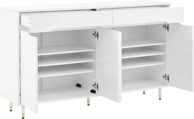 okwish Schuhschrank modern in Weiß mit 2 Türen und 2 Schubladen, B/T/H: 140 x 39 x 84 cm - Bild 1