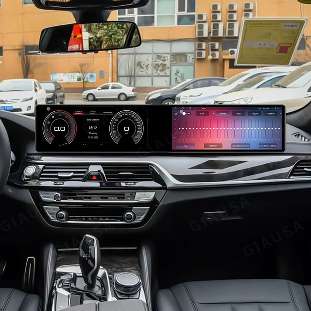 JY Dual-Screen Android Autoradio mit Carplay und GPS-Navigation für BMW 5er G30 G31 6er G32 2017-2019 in Schwarz mit 15,8 Zoll Display - Bild 1