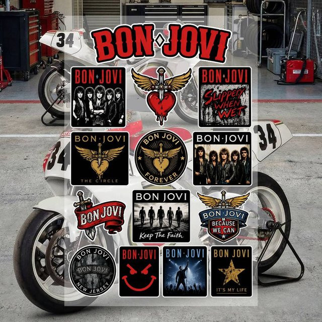 B-on Jovi Ästhetische Graffiti-Aufkleber aus wasserfestem PVC in Multicolour für Motorrad, Skateboard, Auto und Helm, B/H: 20 x 30 cm - Bild 1