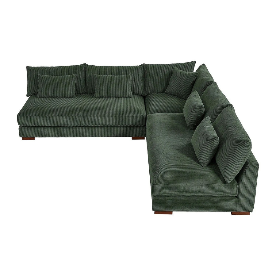Pascal Morabito Sofa Sperone in Grün mit Samt-Kordel-Bezug, L-Form, Breite: 275 cm - Bild 2