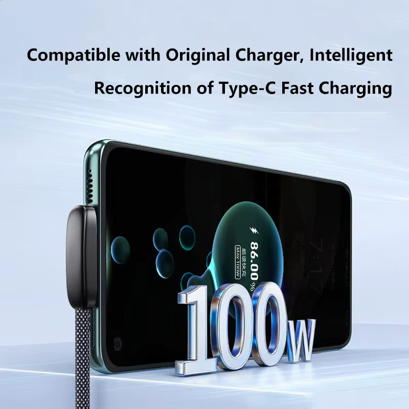 100W USB-C Schnellladekabel mit 90 Grad Winkel für Gaming und Mobiltelefone in Schwarz oder Weiß - Bild 2