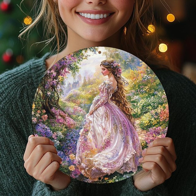 Potdemiel Rundes Aluminiumschild mit floralem Vintage-Design in Multicolour, Durchmesser: 20 cm - Bild 1