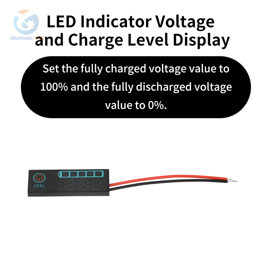 Aideepen Digitaler Lithium-Batterie Tester DC7-55V LED Voltmeter und Ladeanzeige für 3S-14S Batterien in Rot und Schwarz - Bild 5