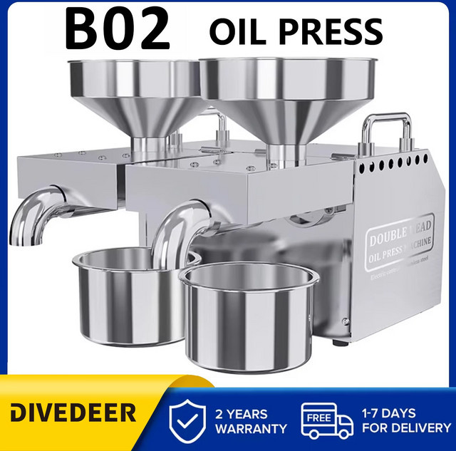DIVEDEER Kommerzielle Ölpresse 1600 W Kaltpresse zur Ölextraktion in Silber, Kapazität 6–10 kg/Stunde - Bild 1
