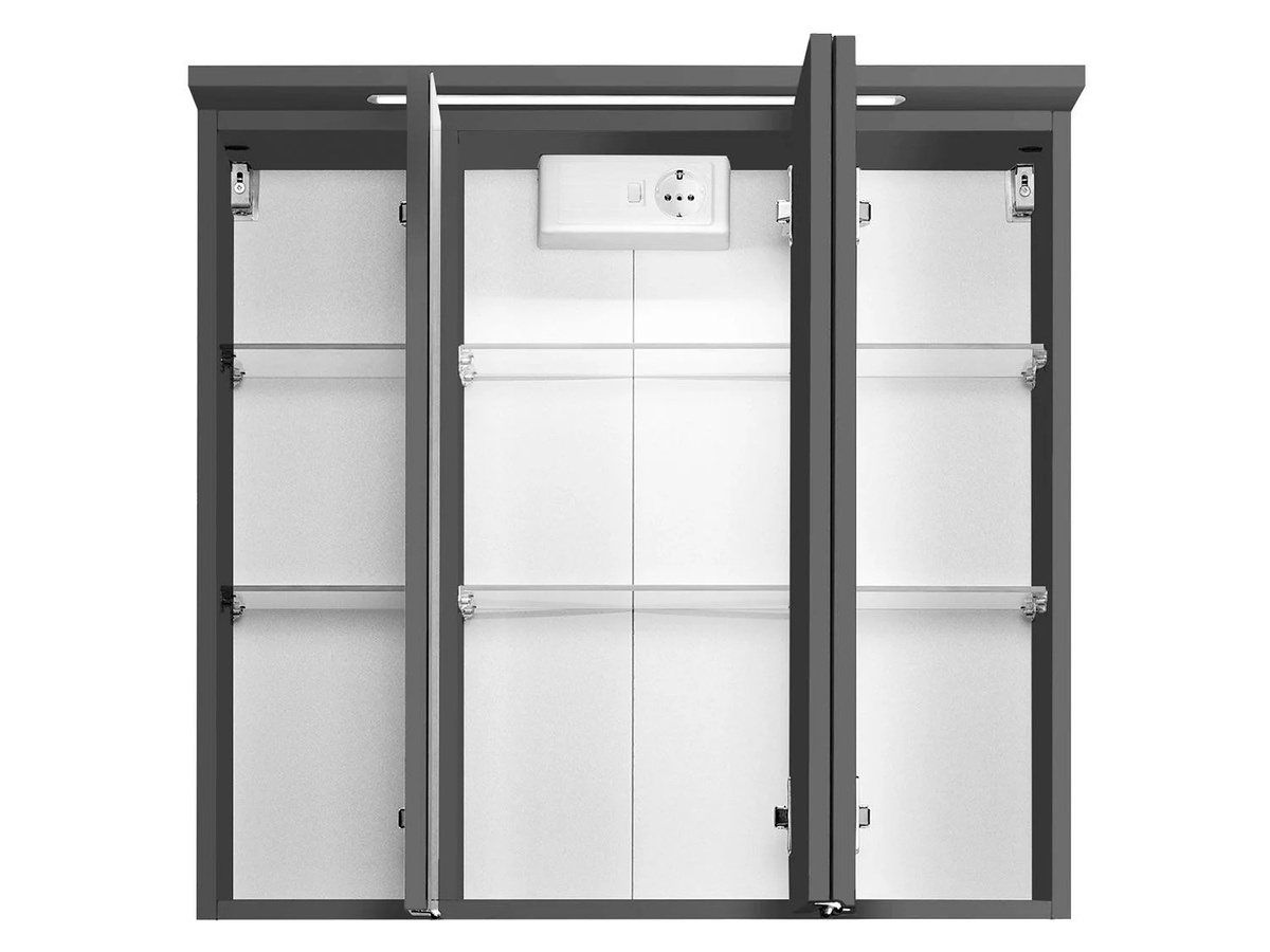 HELD Bologna 3D Spiegelschrank mit LED-Einbauleuchte in Graphitgrau, Breite: 70 cm - Bild 2