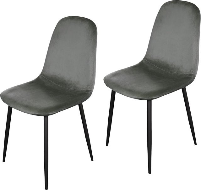 HTI-Living Stuhl Savannah Velvet 2er-Set in Grau mit samtiger Oberfläche im modernen Retro-Stil - Bild 1