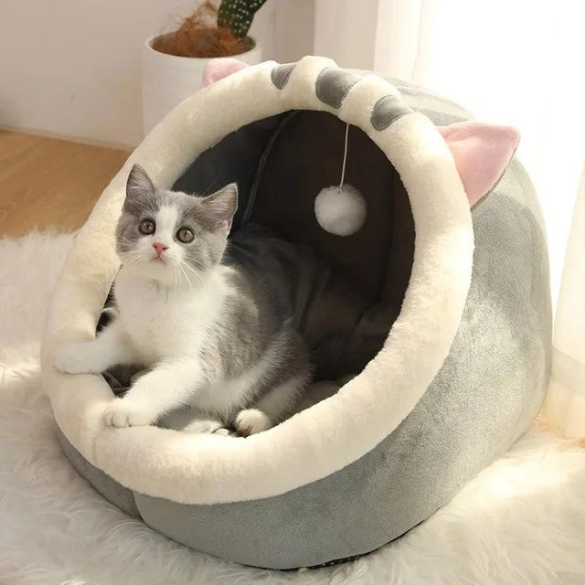 Pet Products My Katzenhöhle aus Mikrofaser und Baumwolle, Grau, Katzenbett für Katzen bis 4,5 kg - Bild 1