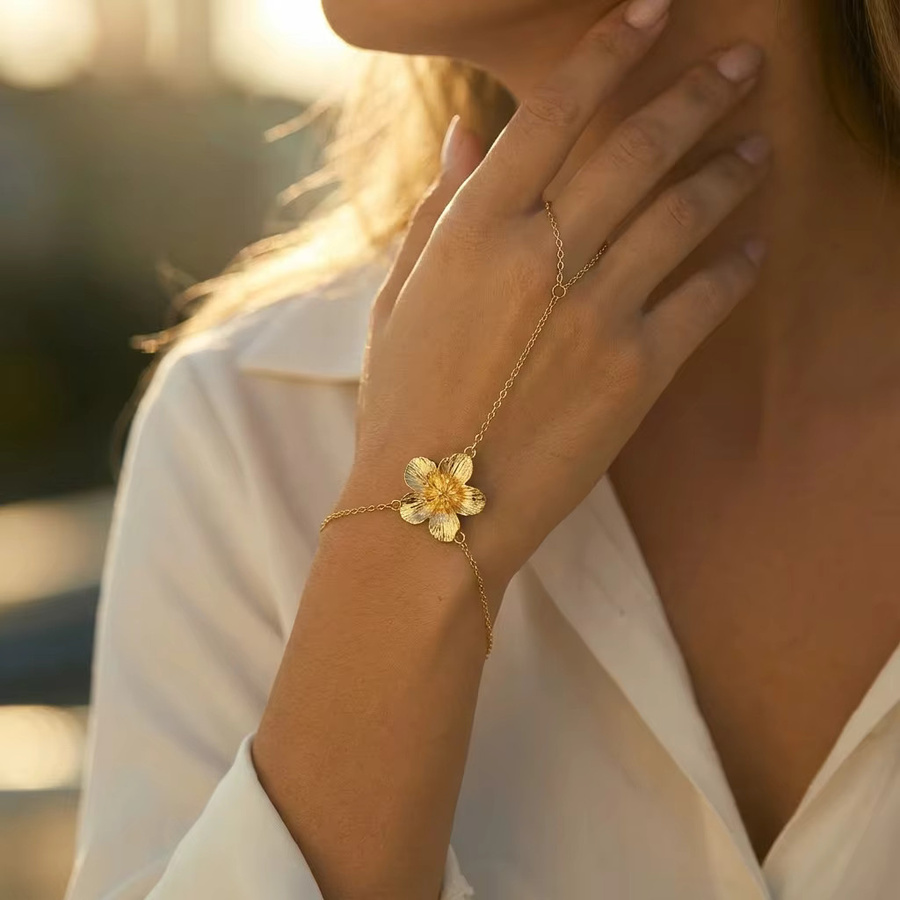 Rinhoo Handkette, Blumen, Gold, Damen - Bild 1