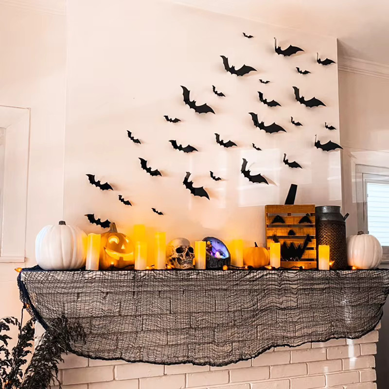 Joy-enlife Halloween Fledermaus Wand Aufkleber 3D Schwarz aus PVC für deine Party Dekoration - Bild 2