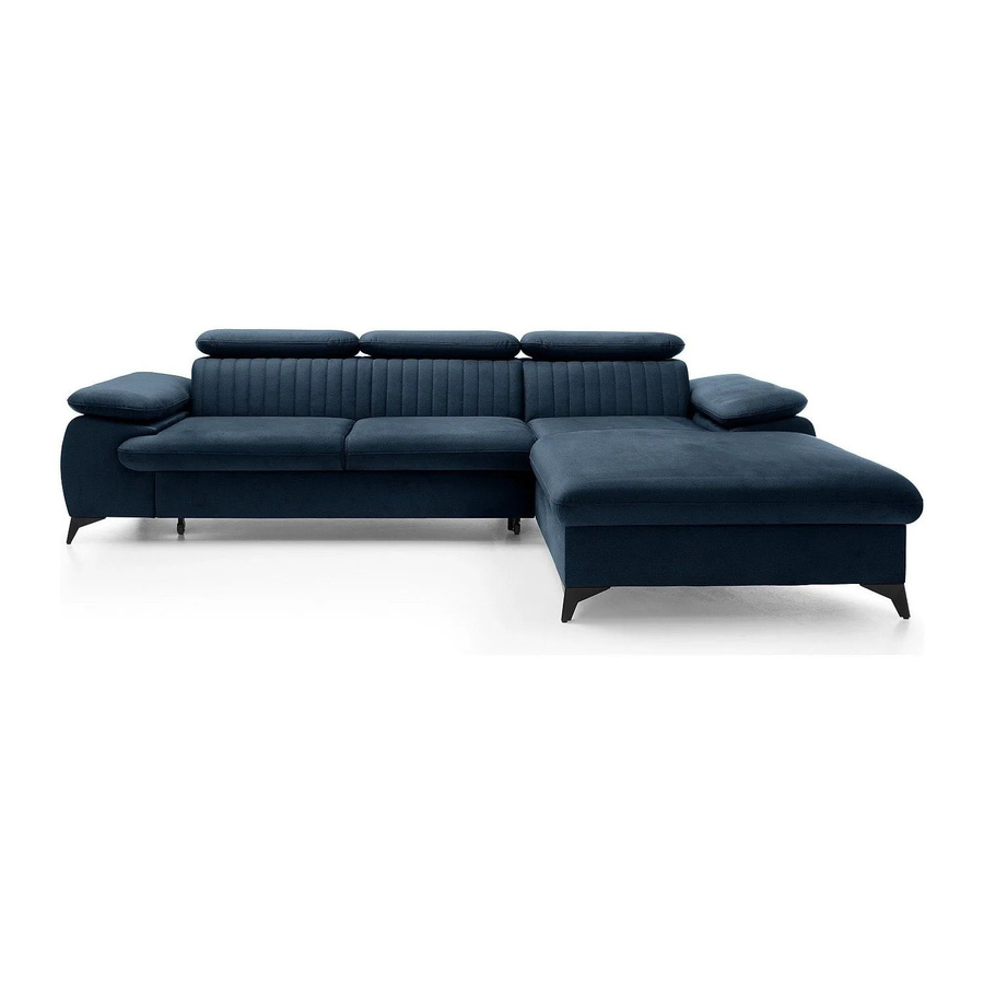 Vente-unique Schlafsofa Samara in Marineblau mit L-Form und Samtbezug, Breite: 280 cm - Bild 2