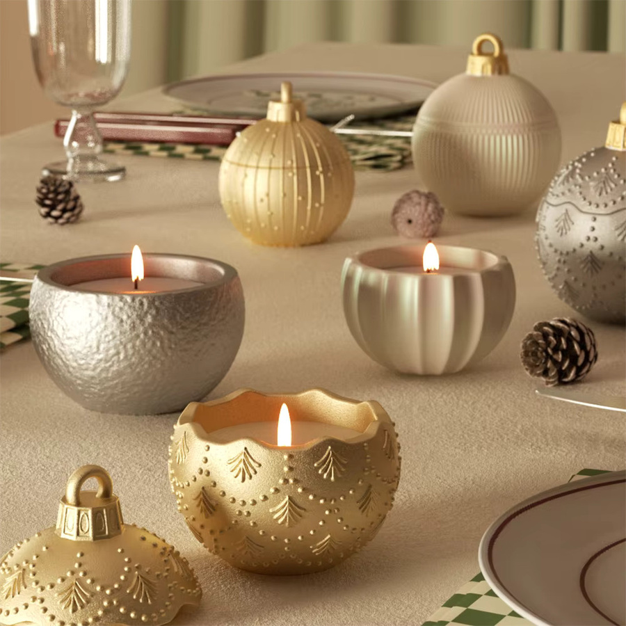 GBhouse Twinkle Bauble Kerzenform aus Silikon für Beton, Jesmonite und Zement, Wiederverwendbare DIY-Form für Weihnachts-Kerzen - Bild 1