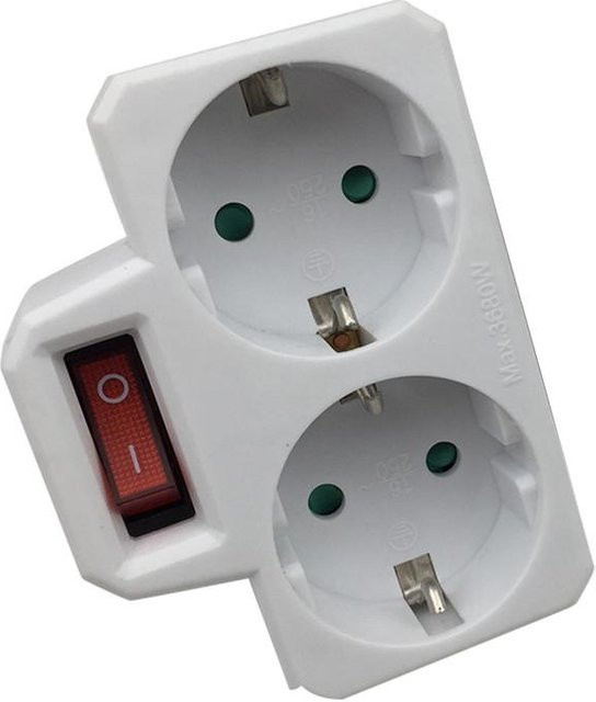 GZBK01/02 Schuko-Adapter mit 2 Steckdosen als Übergangsstecker in Weiß - Bild 1