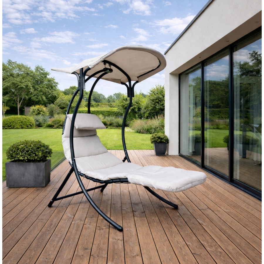 Leco Garten Schaukelliege Dream Chair 2.0 mit Sonnendach in Grau/Anthrazit, B/T/H: 110 x 183 x 200 cm - Bild 4