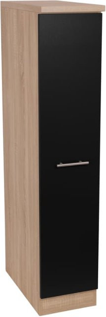 Respekta Apothekerschrank Merle Küchenschrank in Schwarz und Eiche Sägerau, B/H/T: 30 x 145 x 60 cm - Bild 1