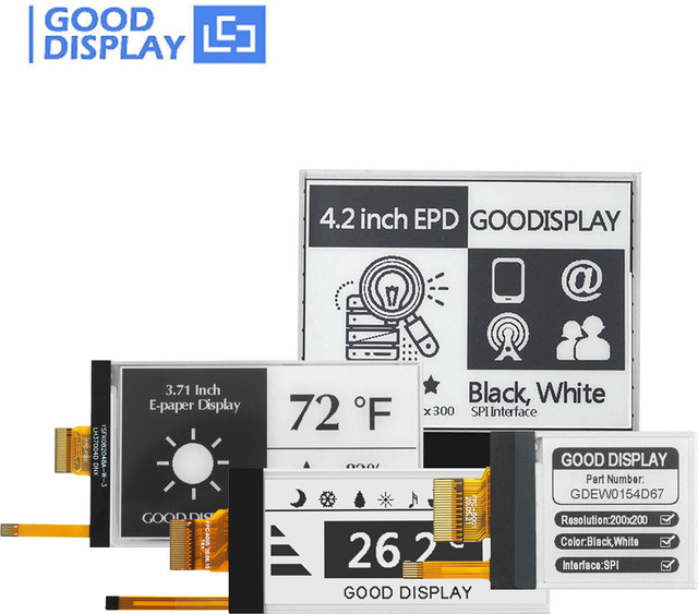 Goodisplay E-Ink E-Paper-Display Modul mit Frontbeleuchtung in Schwarz für verschiedene Displaygrößen von 1,54 bis 13,3 Zoll - Bild 1