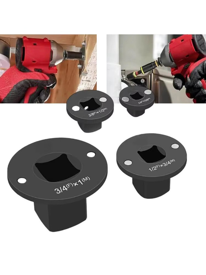 DAZZLEEX Niedrigprofil-Steckschlüsseladapter Set in Schwarz, Ratschenadapter für Elektrowerkzeuge (3/4 auf 1 Zoll, 1/2 auf 3/4, 3/8 auf 1/2 Zoll) - Bild 5
