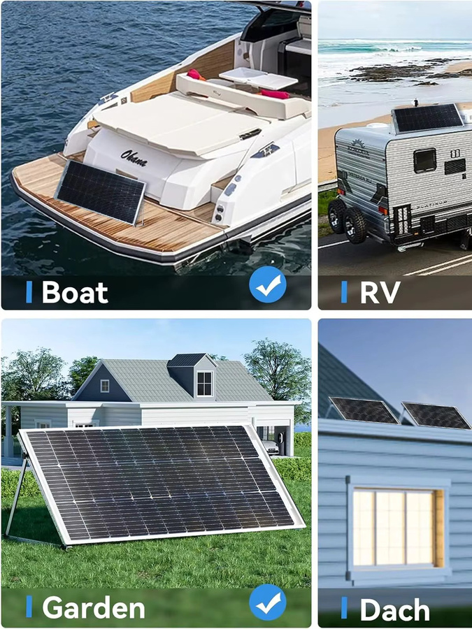 JINGYANGPV 120 W 12 V bifaziales monokristallines Solarpanel in Schwarz zum Laden von 12-V-Batterien für Wohnmobile - Bild 1