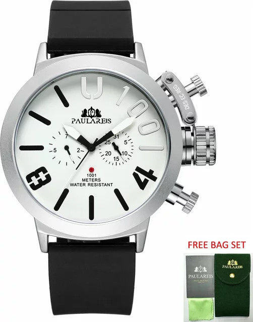 PAULAREIS P Armbanduhr Automatik, Edelstahl, Silber, Kautschuk, Herren - Bild 1