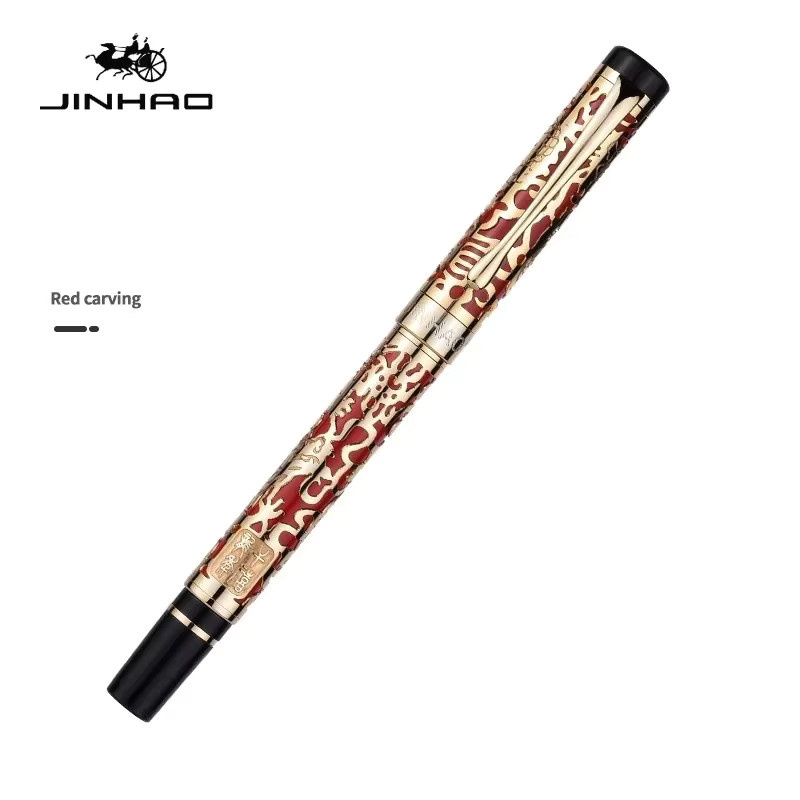 Jinhao 5000 Luxus-Füllfederhalter aus Metall mit Drachentextur in Rot - Bild 2