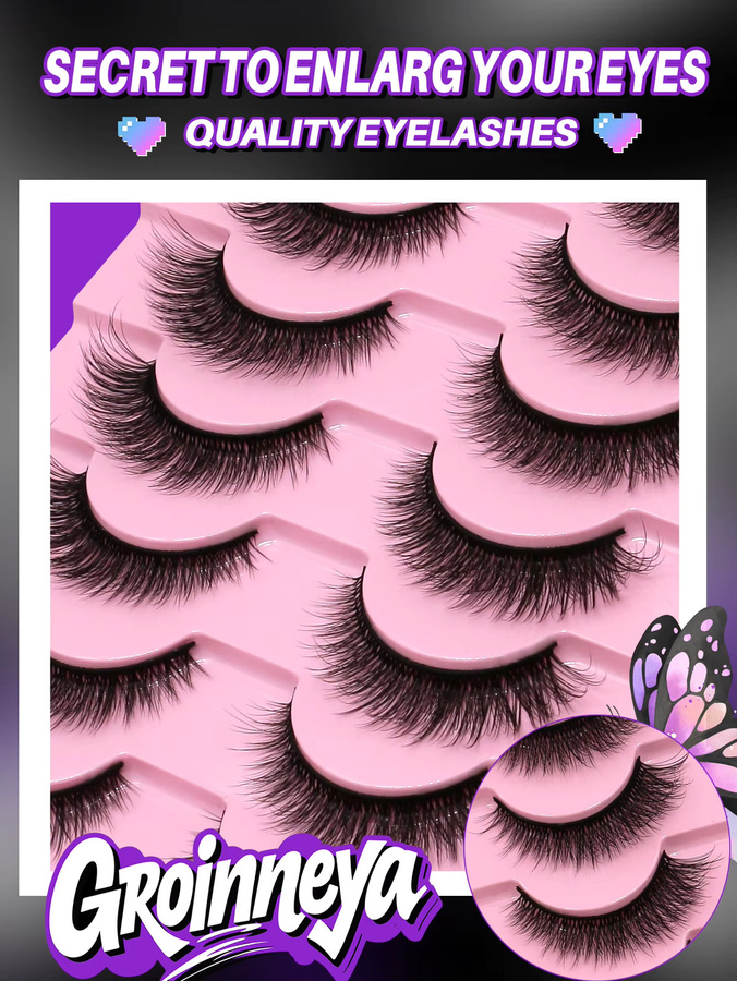 VELTRINAY Falsche Wimpern, 3D Faux Nerz, Wispy Volumen, Unisex - Bild 5