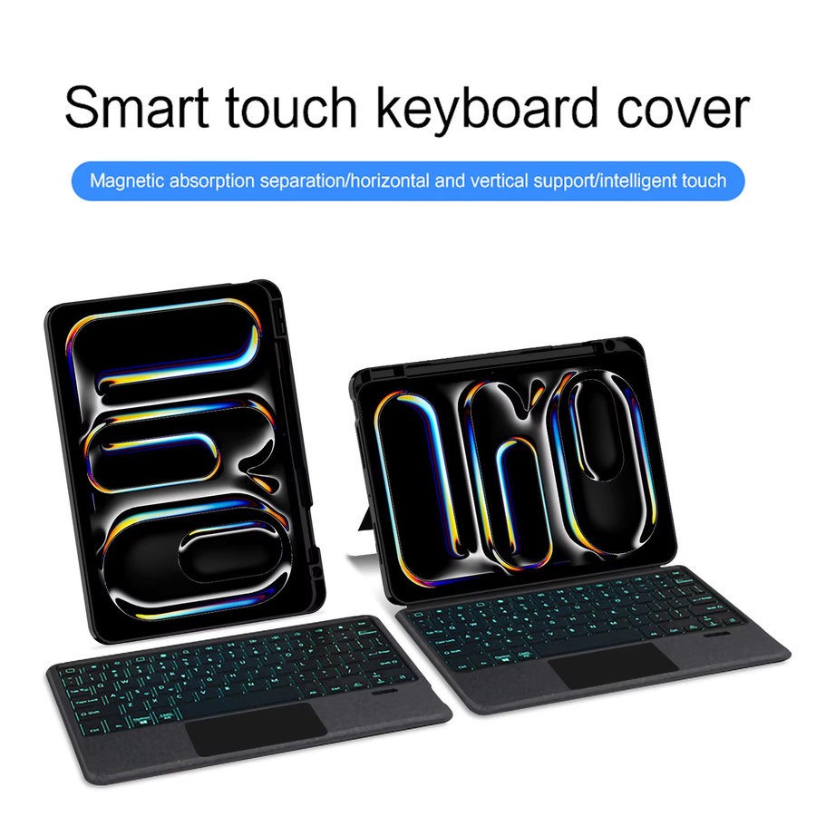 AJIUYU Magic Keyboard Hülle für iPad Pro M5 11 und 13 Zoll 2025 sowie iPad Air 4 5 6 und iPad Pro 12.9, abnehmbare Smart Tastaturabdeckung, Schwarz - Bild 4
