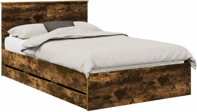 vidaXL Bettrahmen aus Rauchereiche in Braun mit Schubladen, B/T/H: 120 x 190 x 90 cm - Bild 1