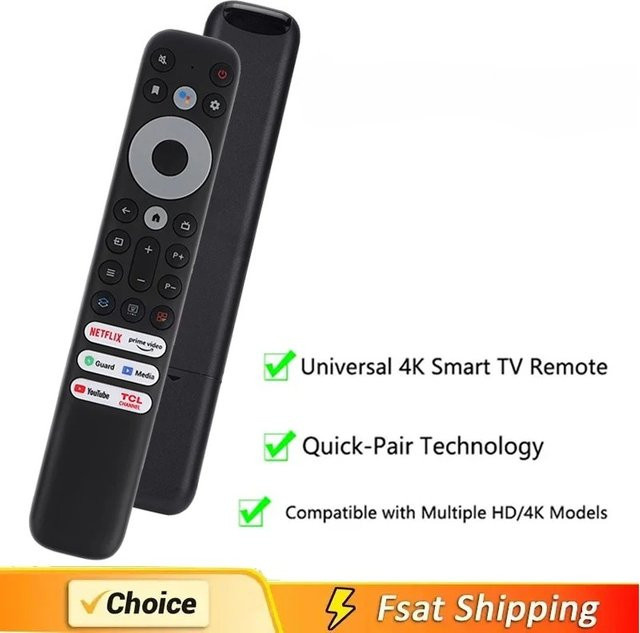TCL Universal Smart TV Fernbedienung RC902V FMR4 Ersatzmodell in Schwarz (Infrarot, ohne Sprachsteuerung) - Bild 1