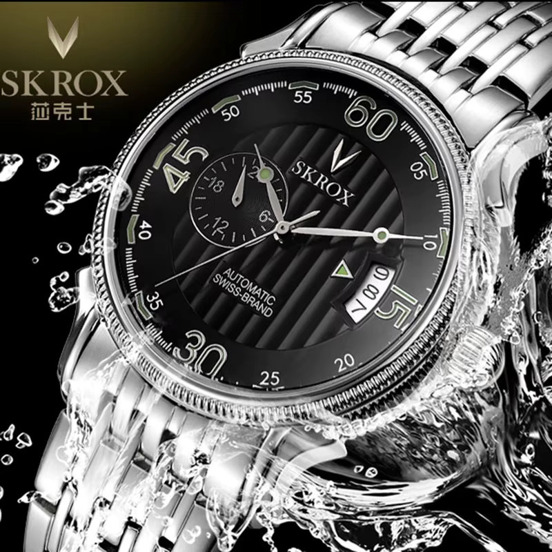 SKROX Armbanduhr Automatik, Edelstahl, Saphirglas, Schwarz, Herren - Bild 4
