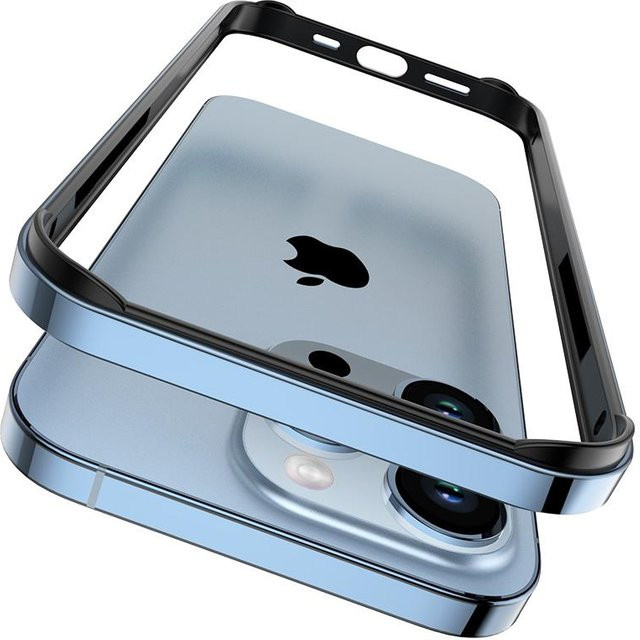 Rui Di Metall Stoßstangen-Hülle für iPhone 17 Air 16 Pro Max 15 14 Plus 13 Mini 12 11 in Transparent/Silber - Bild 1