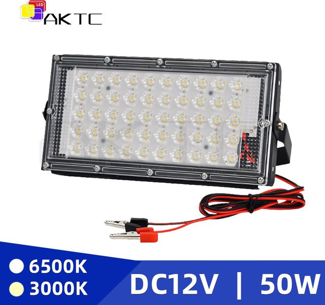 ankatec LED Outdoor Flutlicht Strahler 50W 12V DC in Schwarz mit 3000K Warmweiß für Garten und Batteriebetrieb - Bild 1