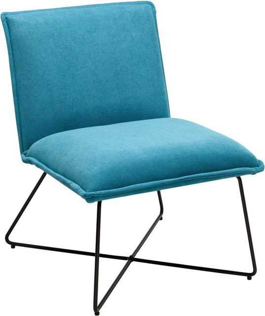 Bessagi Home Sessel Filip in Türkis mit Webstoff und schwarzen Metallbeinen - Bild 1