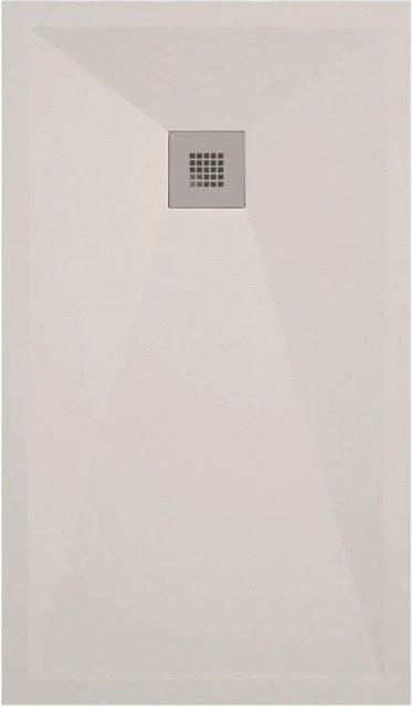 Mirlo Duschwanne Onda aus Mineralguss Extra Flach in Sand mit Chrom-Ablaufschutz B: 100 cm, T: 130 cm - Bild 1