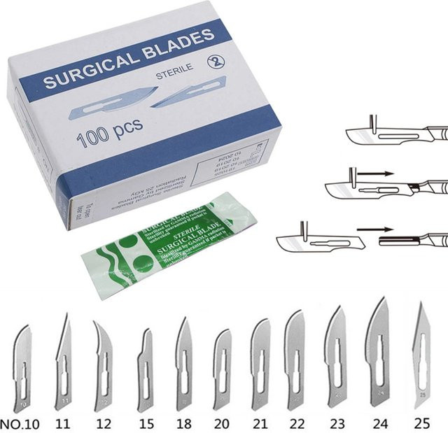 IROVNE Skalpellklingen Typ #11 aus sterilem Kohlenstoffstahl, Silber, 20 bis 100 Stück für Hobby, Schnitzen und Reparaturen - Bild 1