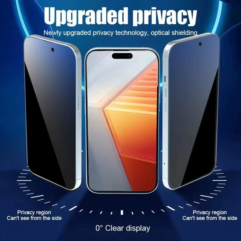 Bolomboy Blickschutz-Displayschutzfolie aus gehärtetem Glas für iPhone 11 bis iPhone 17 Pro Max, transparent - Bild 2