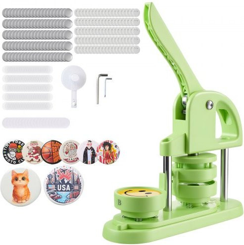 VEVOR Buttonmaschine 58 mm Grün mit 100 Knopfteilen, Kreisschneider und ergonomischem Griff für DIY Badges und Pins - Bild 1