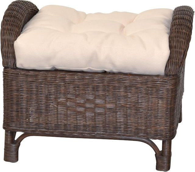 Fußhocker Hajo von Möbel direkt online mit Kissenauflage aus Rattan in Braun, Weiß oder Beige - Bild 1