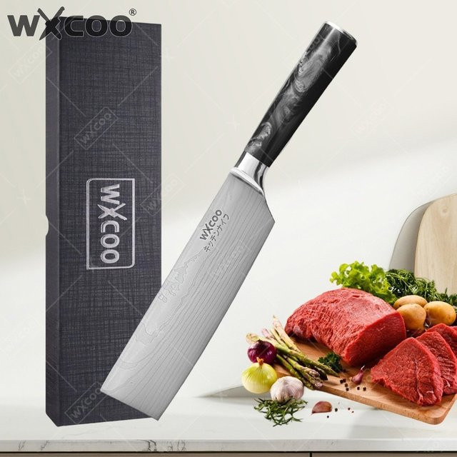 WXCOO Santoku-Messer aus japanischem Damast als vielseitiges Küchenmesser für Fleisch und Obst - Bild 1