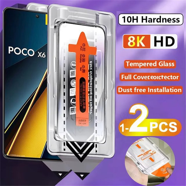 Xiaomi Displayschutzfolie aus Glas für Poco X6 Pro 5G X3 NFC C65 M6 F6 F5 F3 M5s X5 X4 M4 M3 M2 transparent - Bild 1