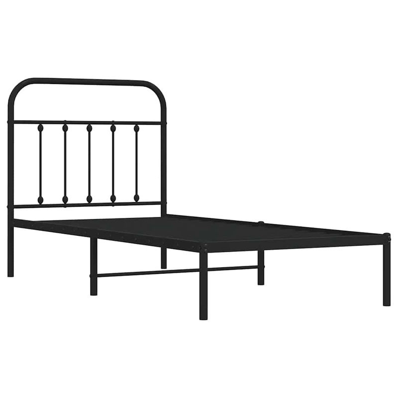 Vidaxl Metall-Bettgestell mit Kopfteil in Schwarz, B/T/H: 90 x 200 cm - Bild 2